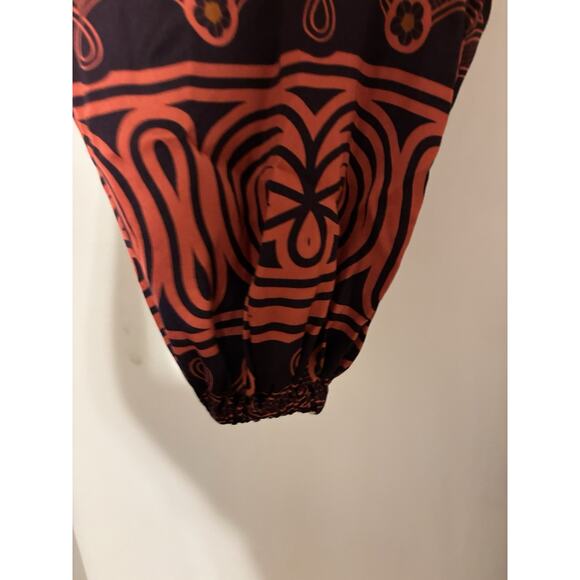 Eugenia Fernandez Maxi Dress Small Boho Wrap Midi Satin Floral Flaws - Picture 8 of 13